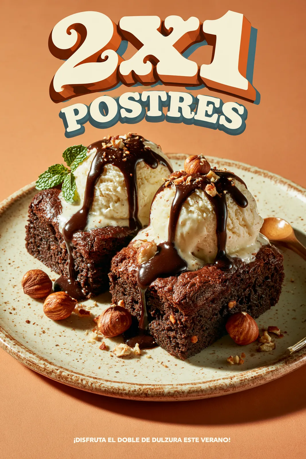 Cartel 2x1 en postres